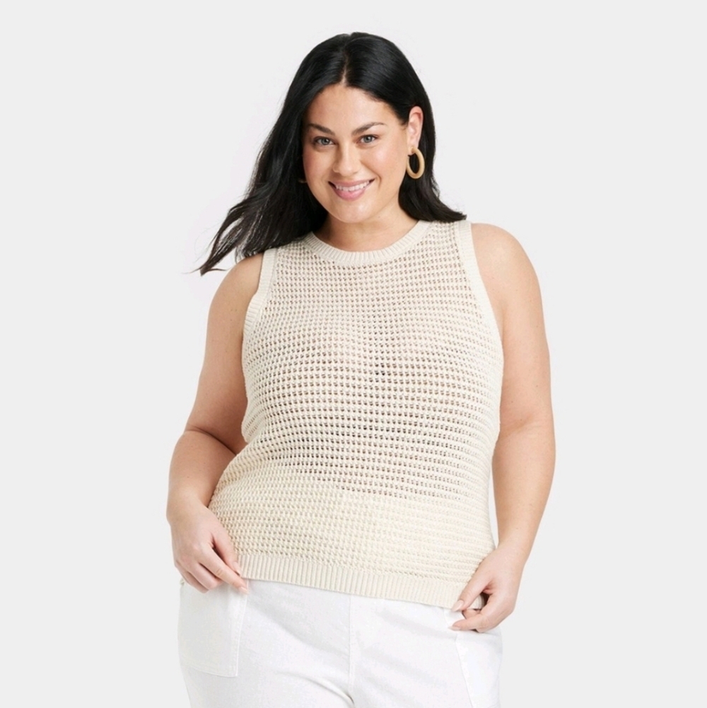 Women's Crewneck Pullover Sweater - A New Day Cream
